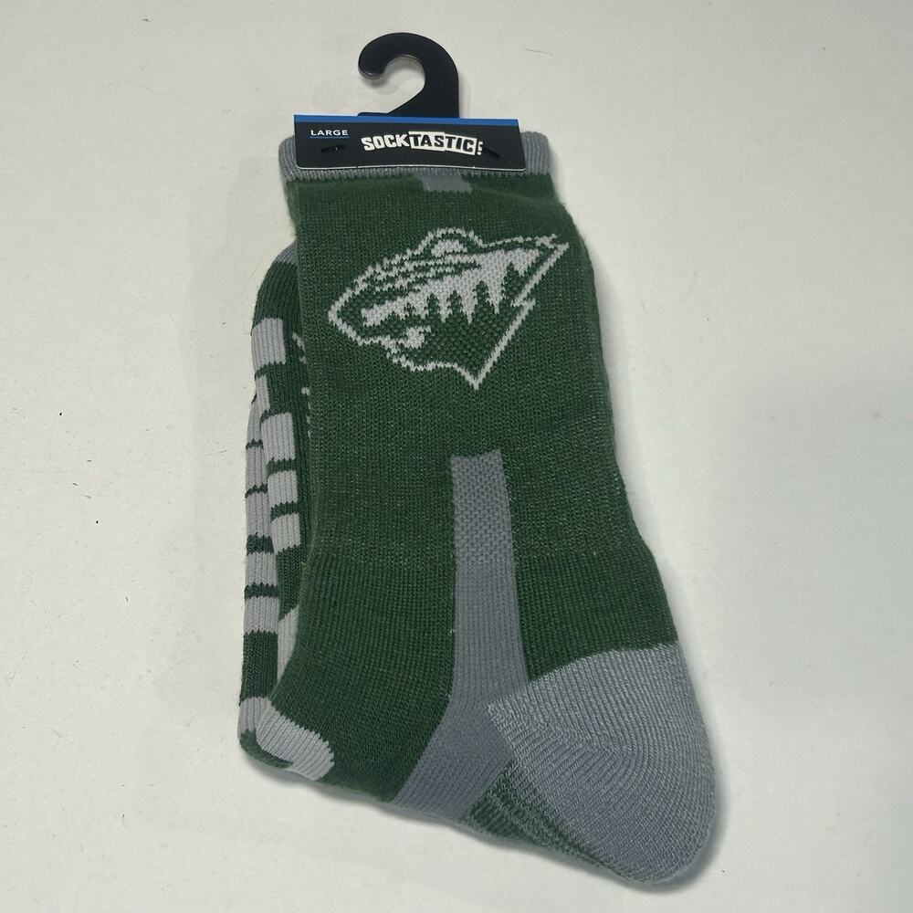 Socktastic MN Wild Men’s Large 10-13 Tall Socks Green NHL